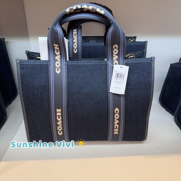 NWT Coach Smith Tote Bag In Regenerative Cotton Dark Denim Multi CCL68 - Picture 1 of 13